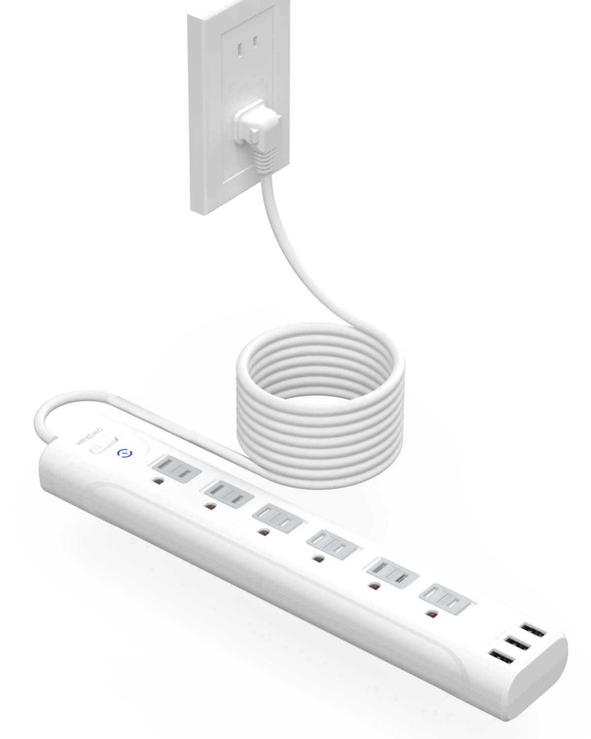 2 Prong Power Strip, WRXDMC 2 Prong to 3 Prong Outlet Adapter, 1680J Surge Protector,1625W, 10ft Extension Cord with Flat Plug Polarized Plug, 6 AC Outlets & 3 USB, Wall Mountable, Ideal for Old House