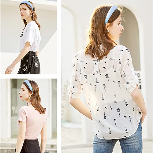 1 Pcs Sponge Filling Top Fabric Headband Fashion Hair Bands Headwear Barrette Styling Tools Accessories With Solid Colors, Soft Fabric Headbands For Women Temperament Beautiful And Lovely Color Hair Band (Sky Blue) #TOP2