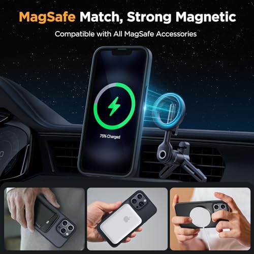 Image of Miracase Magnetic for iPhone 12 /12 Pro Case (Compatible with MagSafe) Military-Grade Protection, Shockproof, Anti-Fingerprint Translucent Matte Phone Cover for iPhone 12 /12 Pro Case 6.1 inch, Black