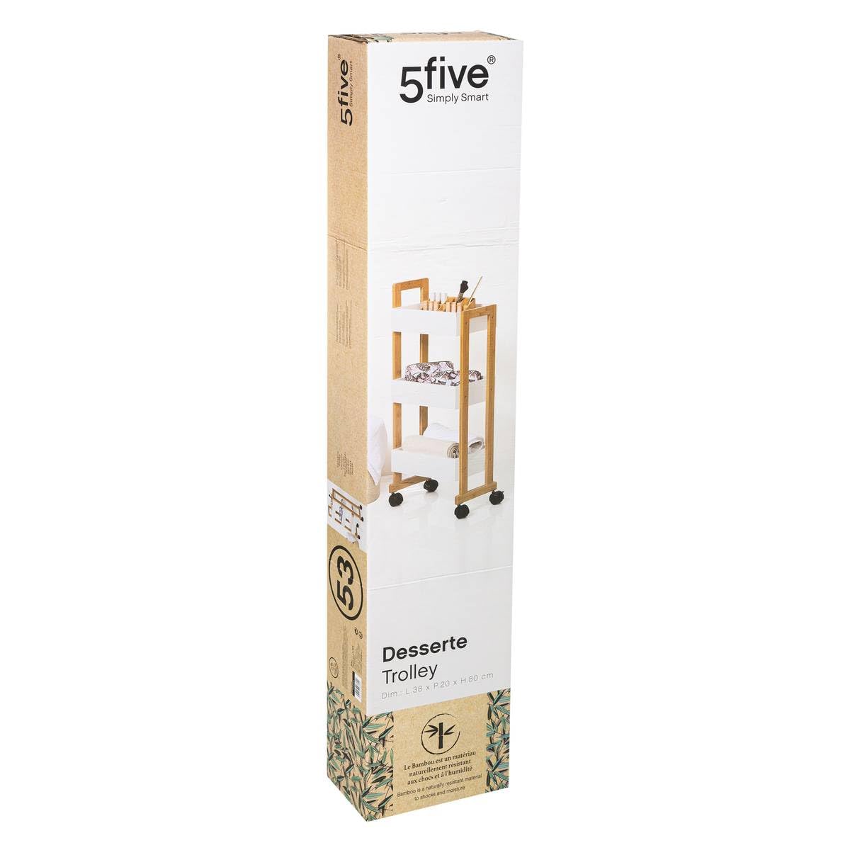 INSTANT D O Desserte en Bambou 3 Niveaux - H. 80 cm - Blanc