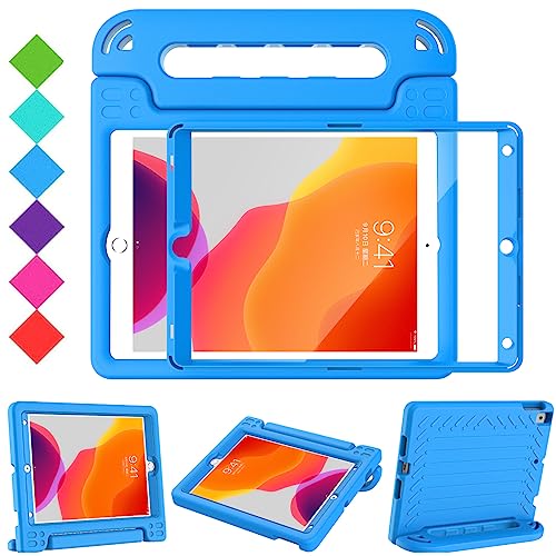 BMOUO iPad 8th Generation Case for Kids,iPad 7th Generation Case,iPad 10.2 Case, Shockproof Light Weight Convertible Handle Stand Kids Case for New iPad 10.2" 2020 Latest Model, Blue