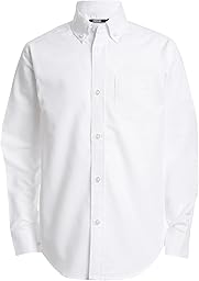 IZOD Boys' Long Sleeve Solid Button-Down Collared Oxford Shirt with Chest Pocket