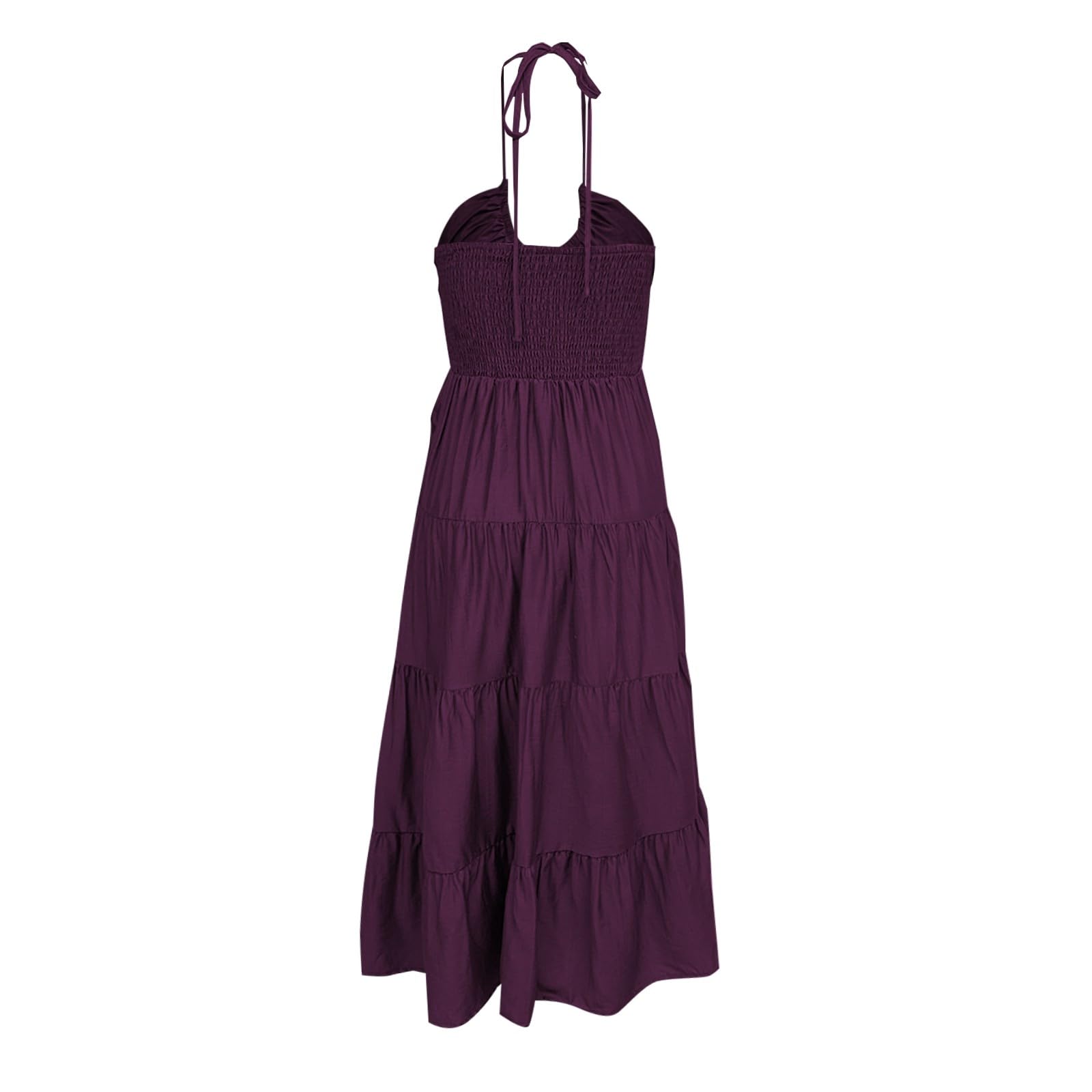 Vestido Largo Bohemio de Talla Grande con Cuello y Detalles Fruncidos para Mujer
