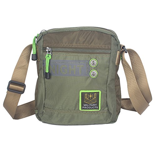 INNTURT Nylon Messenger Shoulder Bag Sling Bag Daypack Casual (Medium-Army Green)