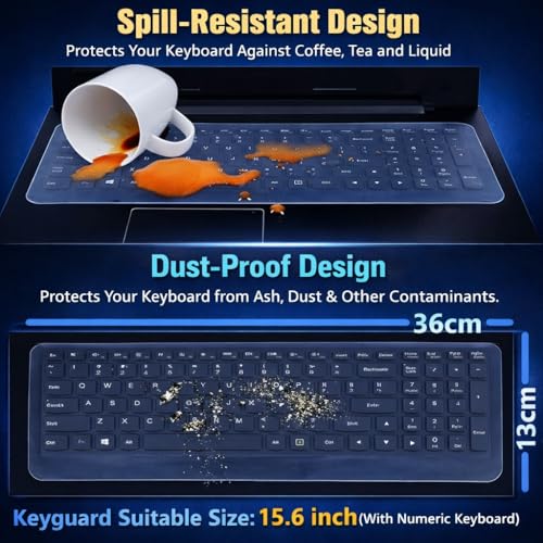 Image of Anjo 7 in 1 Combo Of 15.6 inch & 16:9 Display Aspect Ratios Laptop Screen Protector, KeySkin, Body Lamination Trackpad & Lid (Transparent), Laptop Sleeve Multipurpose, OTG Type C & micro.