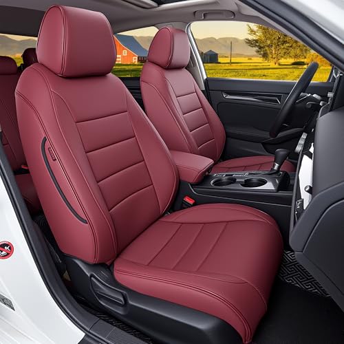 HKZ Custom Fit Civic Seat Cover Full Set for 11th Gen Honda Civic 4 Door (Hatchback Sport 2022-2026)&(Hatchback LX 2022-2024) 5-Seats Full Set Leather Seat Protector(Burgundy)