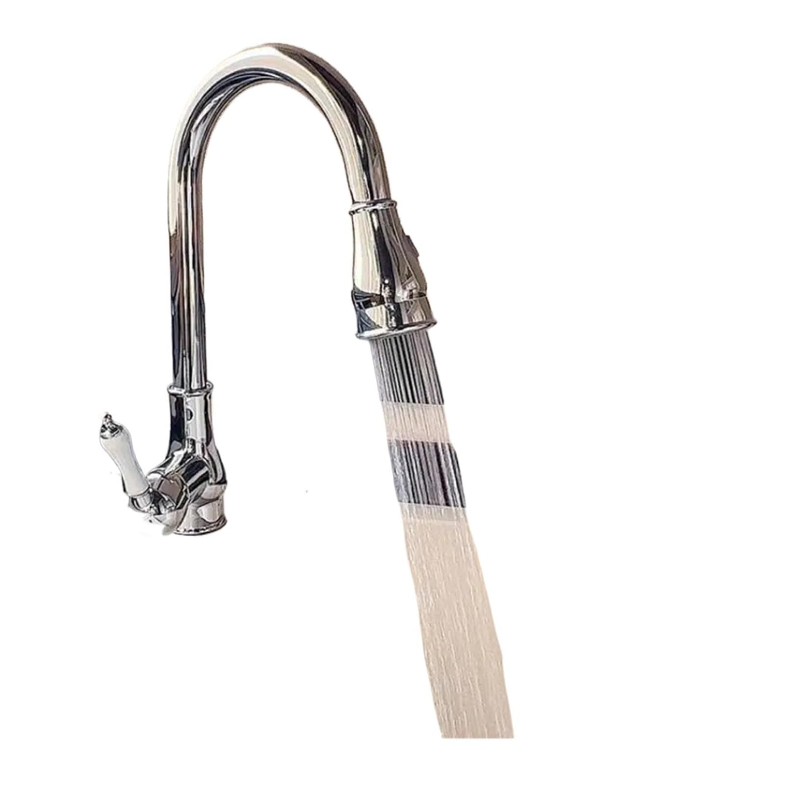 Lizhayg Color6 Pull Out Kitchen Tap Antique-Style Kitchen Pull-Out Splash-Proof Faucet, Washbasin, Universal Cold And Hot Sink, French Retro Nozzle(Color6)
