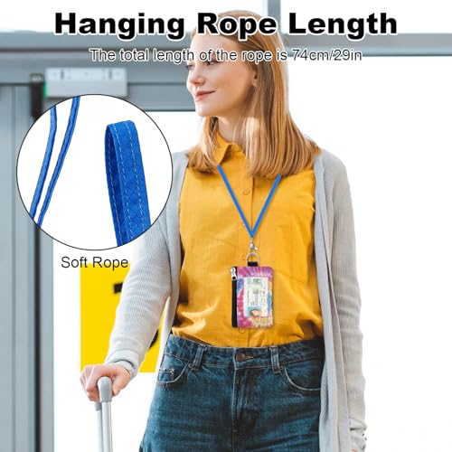 Image of Minimalist RFID Wallet with Lanyard, Multi-functional ID Case with 2 Zipper Pockets and Key Chain for Men and Women, Tactical Badge Pouch Cards Holder, Coin Purse for Travel Sports - Two-Tone