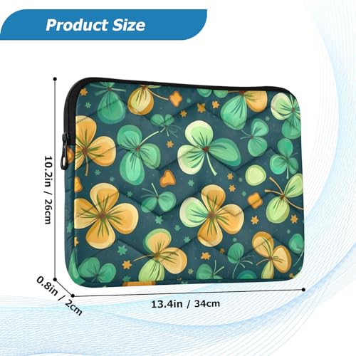 Funda para portátil 13-14 pulgadas con diseño hojas verde dorado miniatura 3