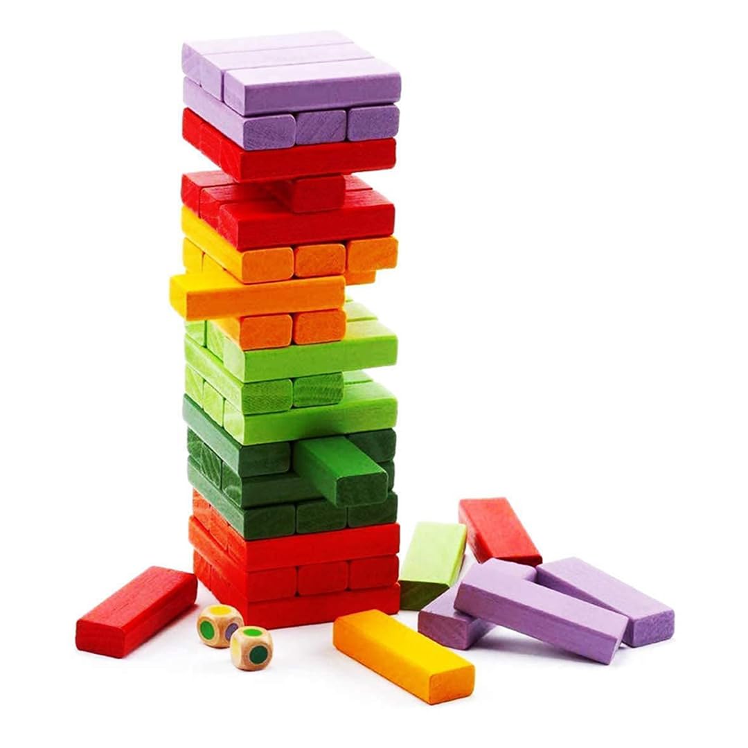 PLUSPOINT Wooden Stacking Blocks Balancing Game Colorful Tower Building Blocks Family Game Gift for Kids A Complete Game for All Ages (3-99) (Coloring Stacking Tower) (B0CTC9C5WJ) Amazon Price History, Amazon Price Tracker