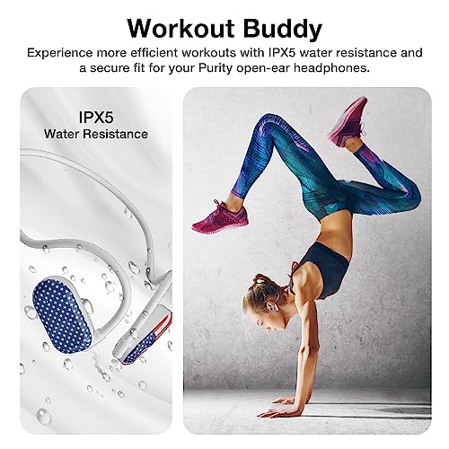Image of Purity Air Open Ear Headphones - True Air Conduction Wireless Bluetooth Open Ear Earbuds with Dual Mic for iPhone /Android - Secured Long Wearing Comfort, Sports Sweat Resistant (US Flag /Star)