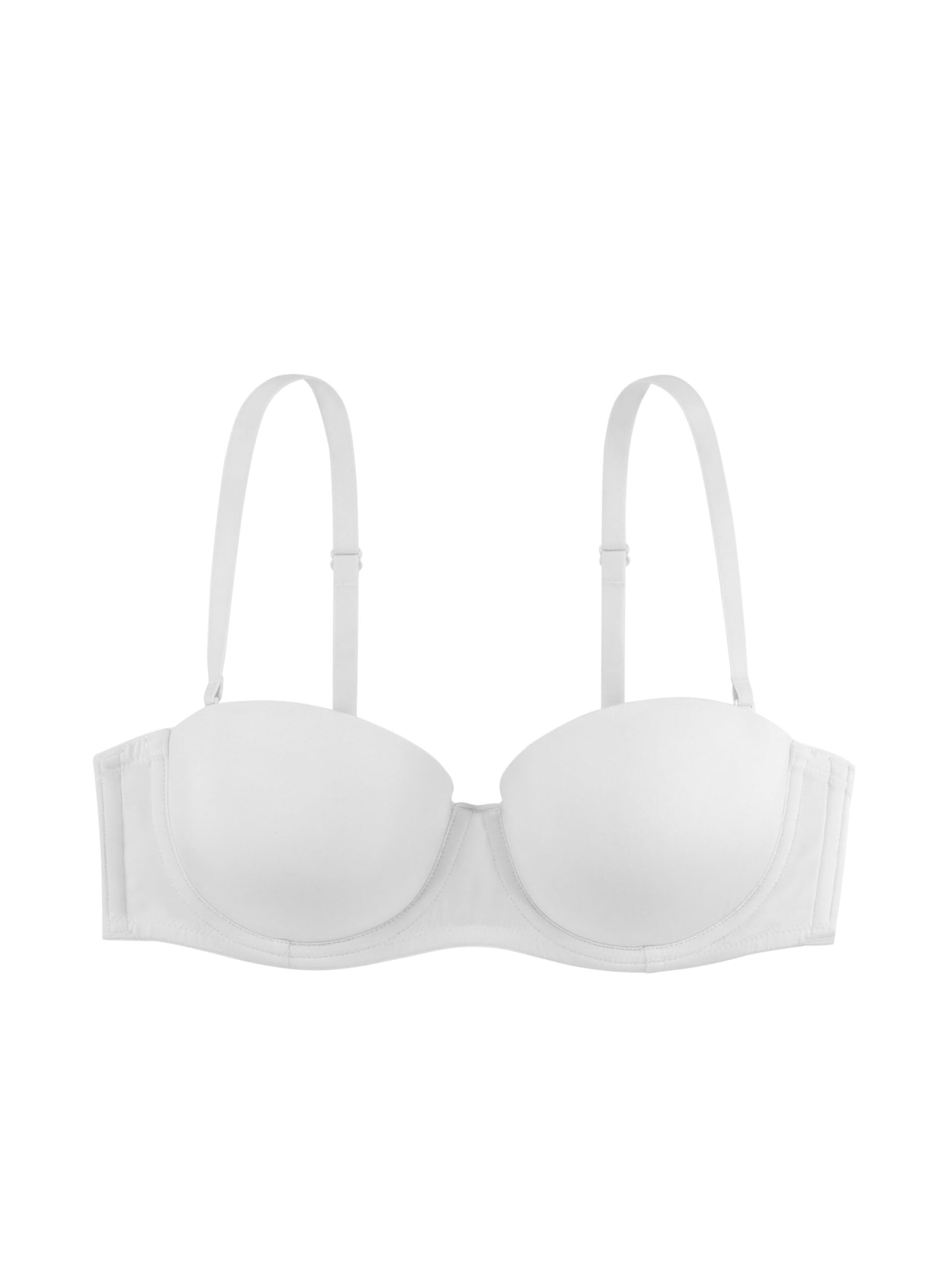 Dorina Women's Michelle Underwired Bandeau Bra - Lightly Padded, Moulded Cups, Multi-Way Adjustable Straps, Transparent Straps Included, White