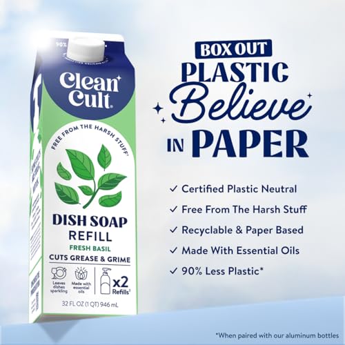 Cleancult Dish Soap Liquid Refill, 32oz - Sweet Basil, Eco Refill, Less Plastic - image 2
