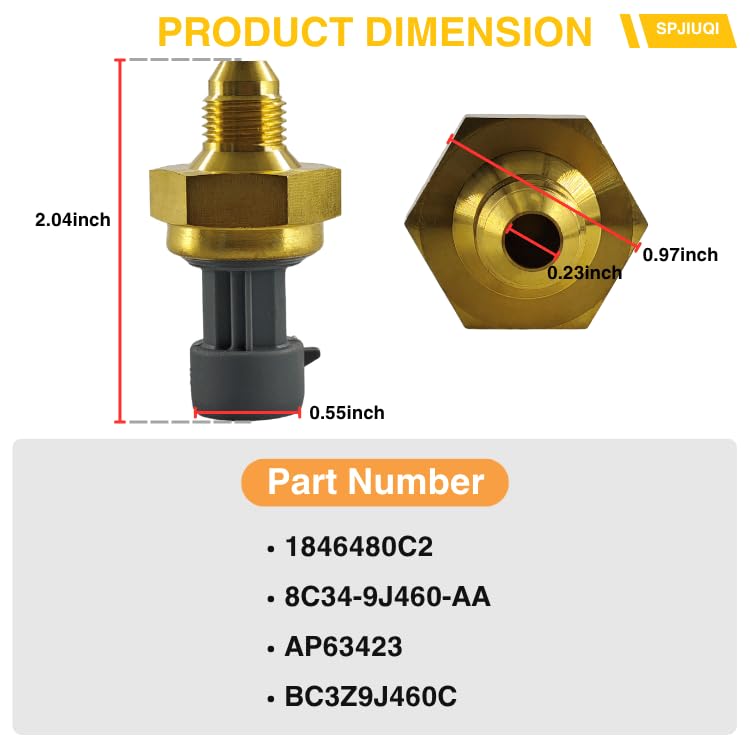 EBP Sensor, 1846480C2, 8C34-9J460-AA, AP63423, Exhaust Back Pressure Sensor - Compatible with 2008-2018 F-250, F-350, F-450, F-550 Super Duty, 2008-2010 Ford 6.4L Power Stroke, BC3Z9J460C
