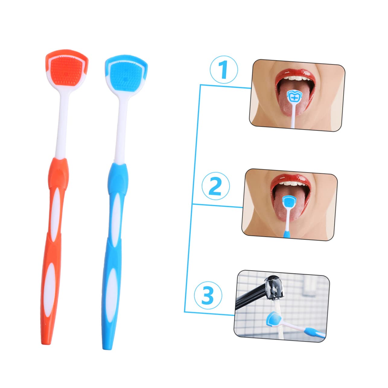 CALLARON 3 Set Spazzole Per Della Lingua Riutilizzabili Setole Micropuntiformi Per Orale Design Ergonomico Colori Blu Adulti 4 Pezzi * 3