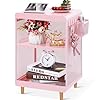 Cute Bedside Nightstand Table Girls Metal Side Table Kid End Table with Storage for Living Room Bedroom Kids Room Dorm Office Classic Pink