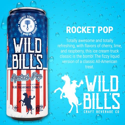Image of Wild Bill's Craft Soda Soft Drinks Olde Fashioned Variety Pack, Ginger Ale, Ring Pop Berry Blast, Original Cola + MORE, Pure Cane Sugar, NO Caffeine or High Fructose Corn Syrup Gluten Free, 12 Pack