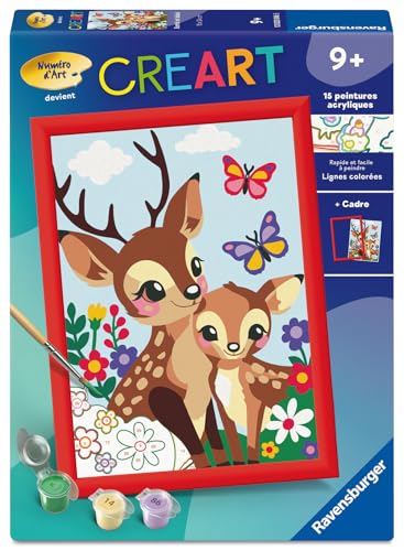Ravensburger - CreArt Kids 18x24 cm - Numéro d'art - Bambi et bébé - Kit de Peinture par numéros - Dès 9 Ans - 12023046