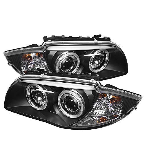 ACANII - For [Halogen Model] 2008-2013 BMW E87 128i 135i Black Housing LED Halo Projector Headlights Headlamps Assembly