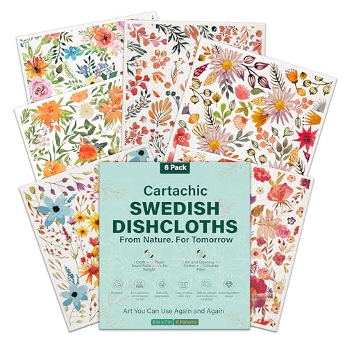 Swedish Dishcloths for Kitchen, 6 Pack Reusable Kitchen Dish Rags Washable, Cleaning Washcloths Dishcloths for Washing Dishes