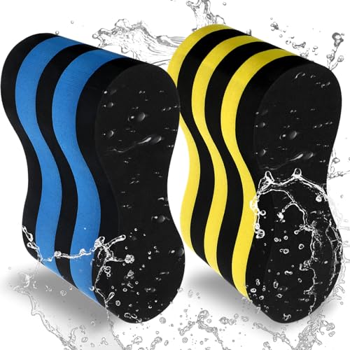 Junkin 2 Pcs 5 Layer Swimming Pull Buoy EVA Leg Float Swim Gear Lap Swim Accessories Pool Exercise Equipment for Adults Beginners Pool Training Aid, Legs and HIPS Support for Swimming(Bright Color)