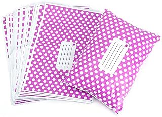 50PCS Polka Dot Mailing Postal Bags Strong Plastic Polythene Self Seal Packing Packaging Postage Mail Sacks Envelopes (Purple, 6" x 9"(152mm x 228mm))