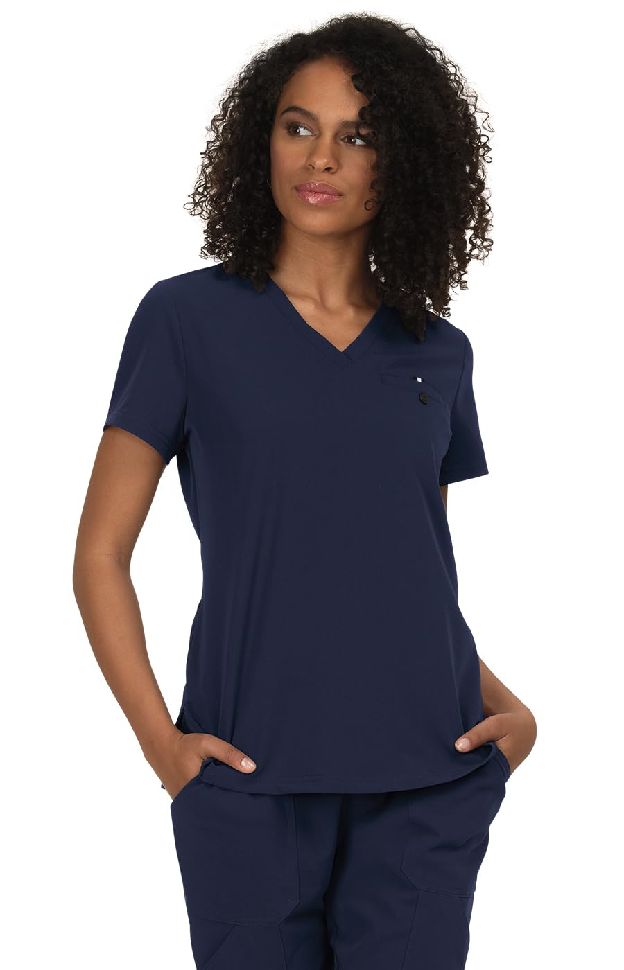 Koi Women's Navy Next Gen Ready To Work 1-Pocket Tuck-In Scrub Top, M