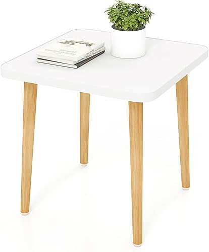 Mesa auxiliar simple, mesa auxiliar moderna con 4 patas resistentes de madera maciza para sala de estar, mesita de noche para dormitorio, balcón