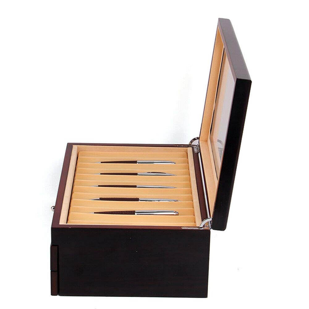 Stifthalterbox 34 Slots Stiftebox aus Holz Stifte Sammelbox mit Anzeigefenster