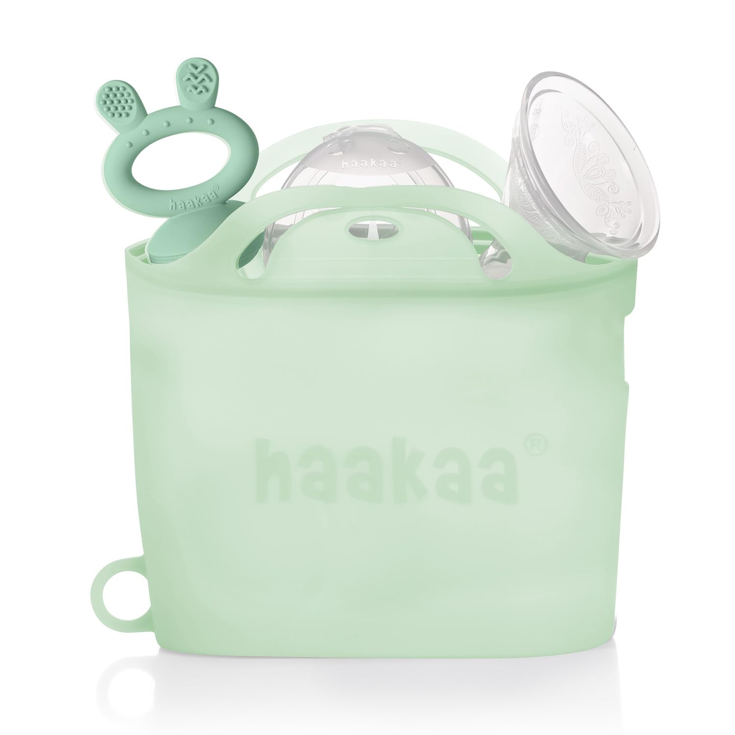 haakaa Sac en silicone pour cuisson à la vapeur et stérilisation au micro-ondes, sac réutilisable de grande capacité pour Biberon/Tire-lait/Accessoires/Vert/1 Pièce (1250 ml)