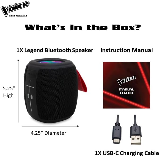 Miniatura 6 de The Voice Legend - Altavoz Bluetooth inalámbrico con espectáculo de luz LED, altavoz portátil ligero para fiestas, conecta y transmite música de 30