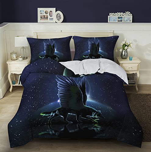 Nachttier Wolf Bettwäsche Bettbezüge Set 200x200 cm Cover