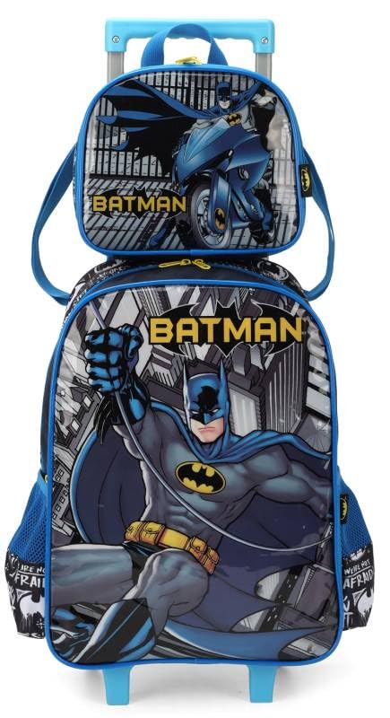 MOCHILA COM RODAS DO KIT AZUL BATMAN