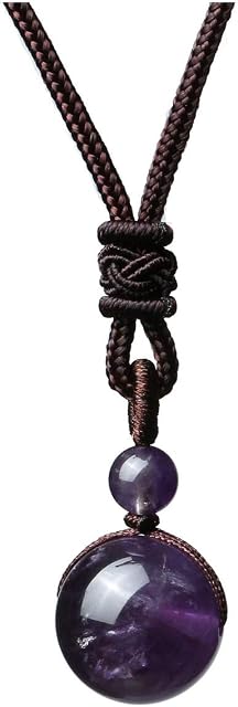 Jovivi 16mm Natural Black Obsidian Rainbow Eyes Stone Lucky Blessing Chakra Beads Pendant Necklace with Adjustable Braided Rope Cord