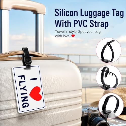 Image of Storite Pack of 2 Luggage Tags with Black Silicon Strap (White & Red)