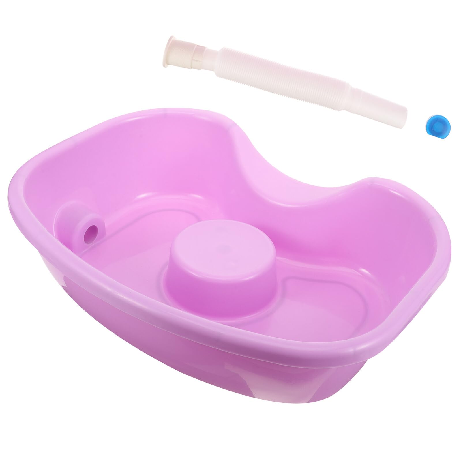 Lavatesta Portatile in Plastica Bordo Ergonomico per Anziani e Persone Costrette a Letto, Ciotola per Shampoo Comoda e Sicura per Uso Domestico