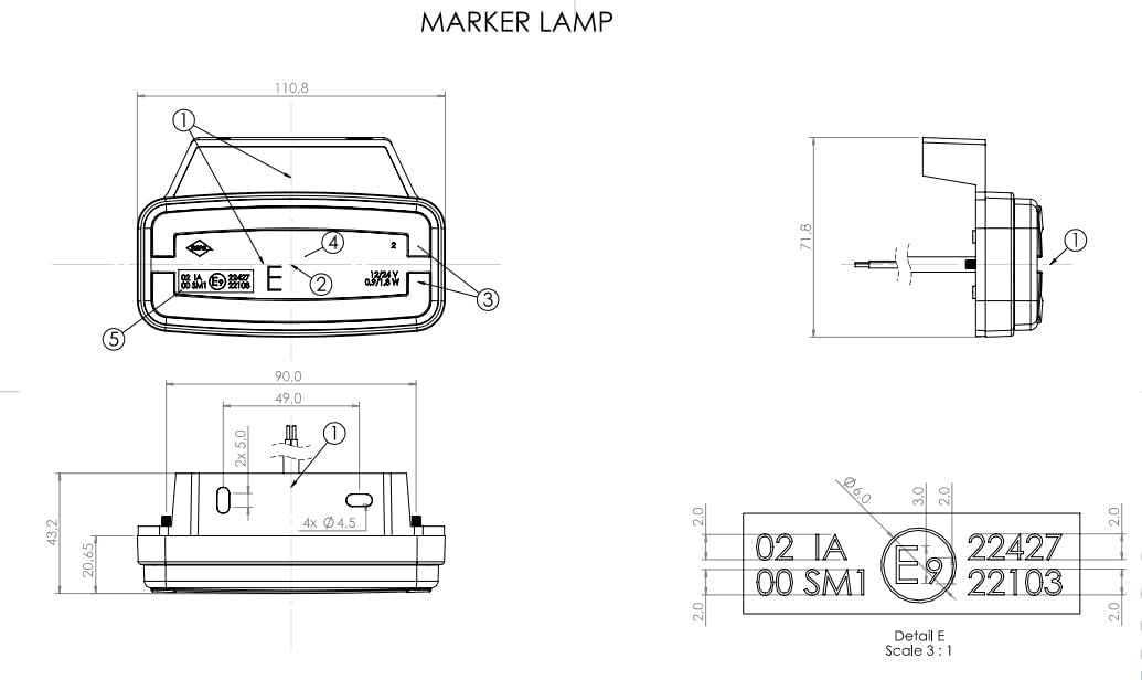 Luces de posición remolque LED 12V 24V NEON - luz de posición - luces de posición naranja - juego económico luz de posición 2 piezas - luces de gálibo para autobús, camión, coche, caravana