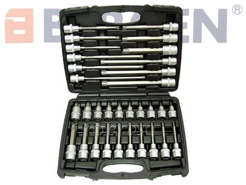 US Pro 32 Piece 1/2" Dr Torx Star Socket Bit Set T20-T70, 55mm to 200mm B1372, Variety Pack - Image 2