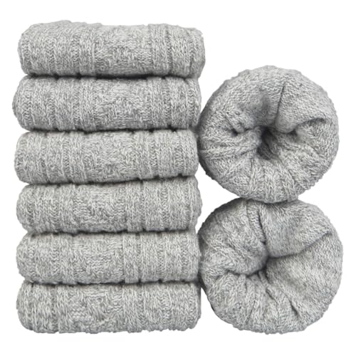 5/6 Pairs Mens Socks Merino Wool Cotton Knit Colorful Pattern Winter Warm Thermal Lightweight Dress Socks for Men US 5-9