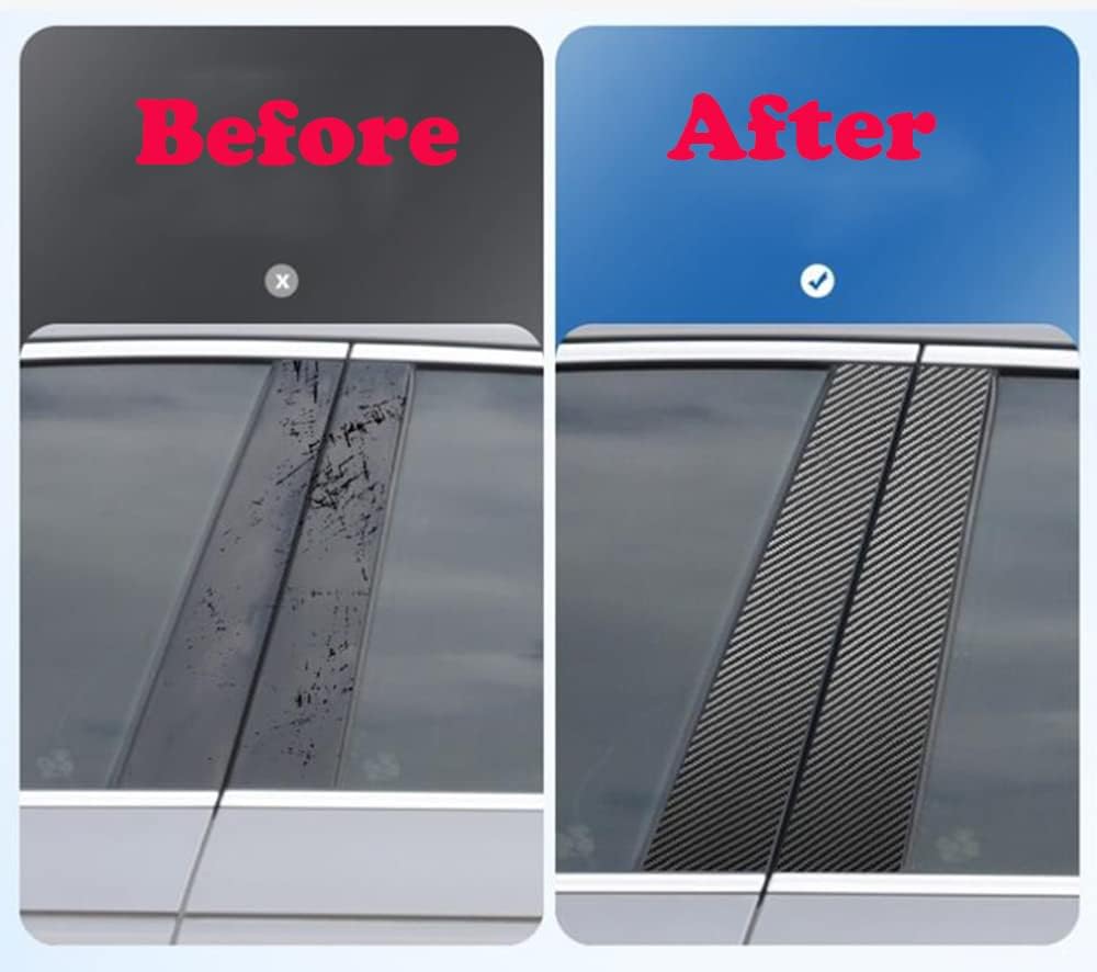 Toworldit 6pcs/Set Soft Carbon Fiber Window B C Pillar Panel Molding Decoration Trim Sticker Compatible with Chrysler 300C (for Chrysler 300C 2004-2010)