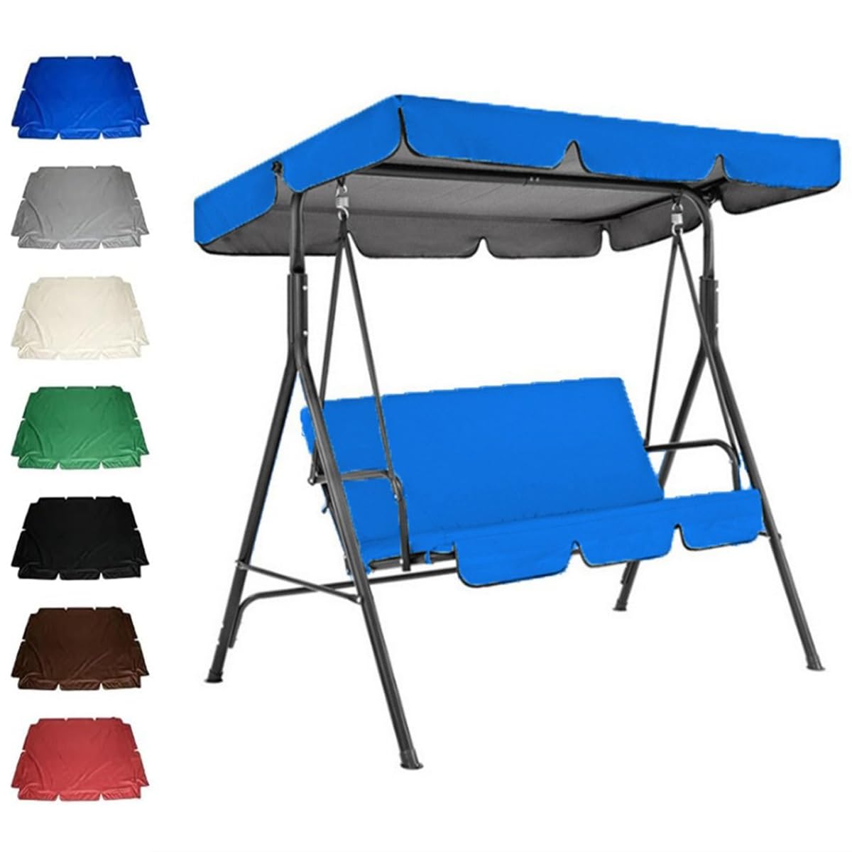 Outdoor Swing Canopy Replacement 2/3 Seater Universal Patio Swing Cover, Waterproof Patio Hammock Canopy Top Cover for Patio Garden(Blue,190x132x15cm)