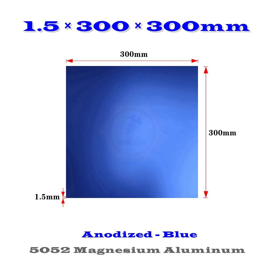 1pcs 1.5×300×300mm 【Bleu】 Anodized 5052 aluminum magnésium alloy feuilles
