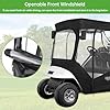 10L0L Deluxe Golf Cart Enclosure for 2 Passengers EZGO TXT RXV with Side Mirror Openings, Waterproof Portable 4-Sided Transparent Windows Golf Buggy Driving Enclosure Cover Black - Roof up to 58" L