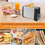 2 Slice Toaster, Adjustable Toaster with 6 Browning Levels and Pause Button, Compact Bread Toaster, Stainless Steel 2 Slots Toaster, Breakfast Toaster, Multifunction Toaster for Toast Crumpets