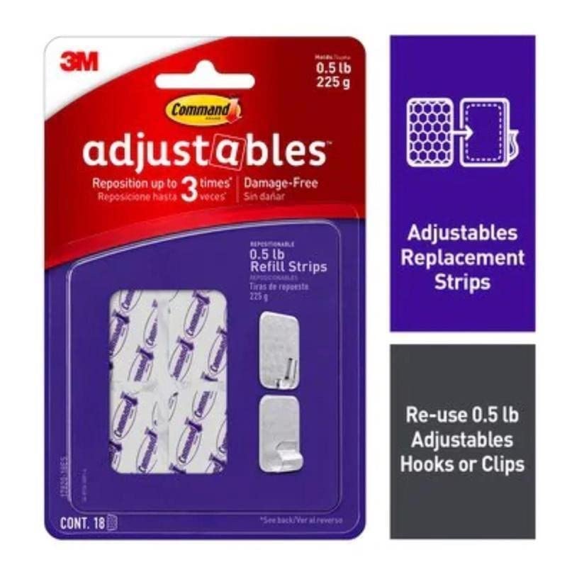 17820-18ES Adjustables Strips, 1/2-lb Capacity, Repositionable, 18 Count - Quantity 44