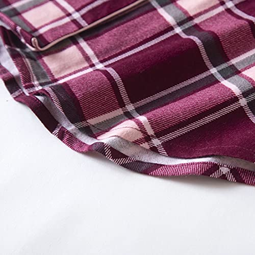 Pnaeong Women's Flannel 100% Cotton Nightgown Button Down Boyfriend Nightshirt Mid-Long Style Sleepshirt Pajama Tops Sy256-Rose Pink-Xl #TOP5