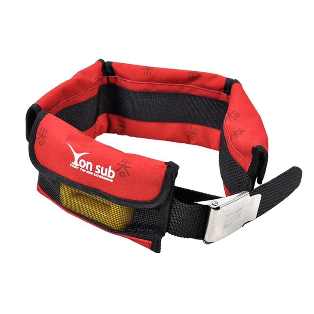 Ceinture de plongée robuste avec boucle en acier inoxydable avec poches Rouge 145 cm