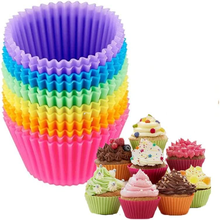 Silicone Baking Cups，Reusable Liners，Nonstick Cupcake Molds，12 pcs