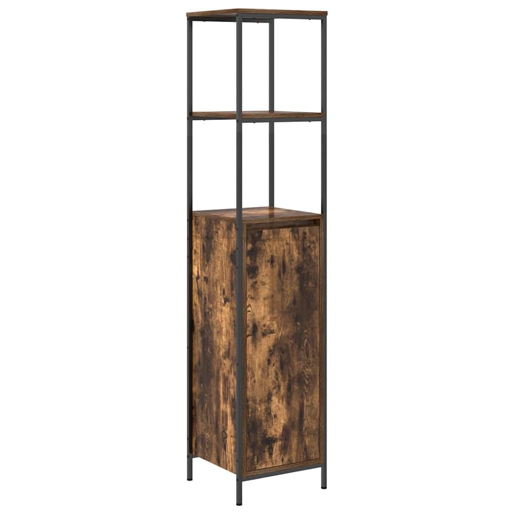 Juego de 3 piezas de lavabo con armario para lavabo de roble ahumado, 36 x 35 x 165 cm, moderno mueble de baño para pequeños baños e invitados