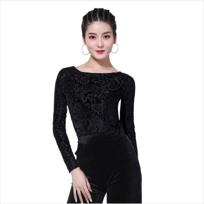 Latin Dance Top Women's Round Neck Tango Performance Outfit Cha Cha Training Outfit Dancewear for Rumba Samba